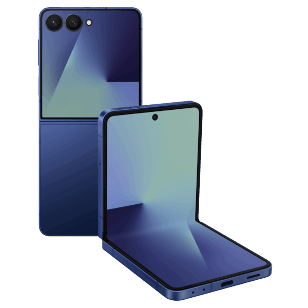 SM-F766_ZFlip7_TabletopL30back_Blue Shadow