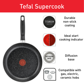 Tefal Super Cook Non-stick 9 PC Cookware Set Dark Stone B491S985 - Image 3