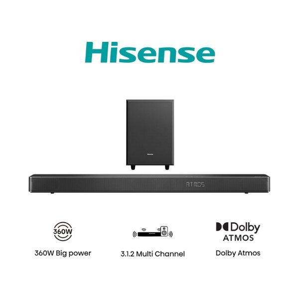 Hisense AX3120Q 3.1.2CH Soundbar Black Powerful Bass Buy in Kenya AX3120G